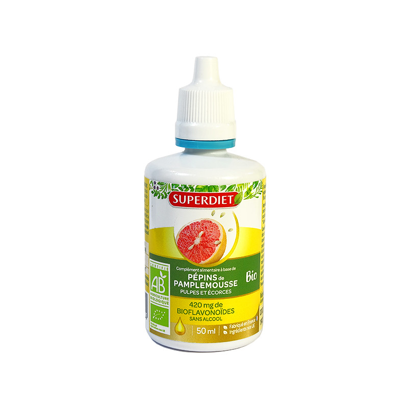 pepins-de-pamplemousse-bio-pulpe-ecorce-super-diet Bouteille d'extrait de pépin de pamplemousse